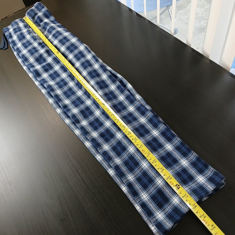 Fruit of the Loom Flannel Men's Sleepwear Lounge Pants L blue plaid cotton PJs - Picture 10 of 11